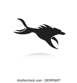 Stylized running wolf icon