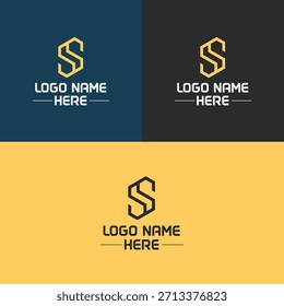 Logotipo de S estilizado con acentos Horizontales Identidad moderna en archivo de Vector editable