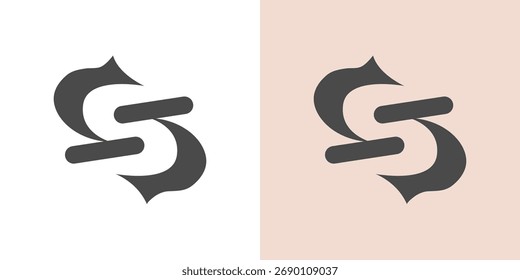 Stilisiertes S-Logo, minimaler Anfangsbuchstabe, abstraktes Buchstabenemblem, modernes Symbolsymbol, kreatives Badge-Design, minimalistisches S-Logo
