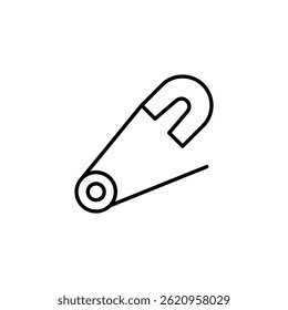 Stylized safety pin outline on pure white background, minimalist design
