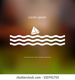 Velero estilizado y olas. Ilustración del vector