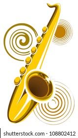 Stylized saxophone with abstract shapes, vector illustration