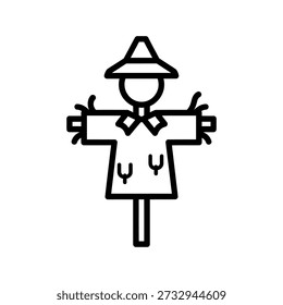 Stylized Scarecrow Icon Vector Art - Minimalist Halloween Decoration and Autumnal Symbol