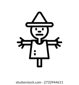 Stylized Scarecrow Icon Vector Art - Minimalist Halloween Decoration and Autumnal Symbol