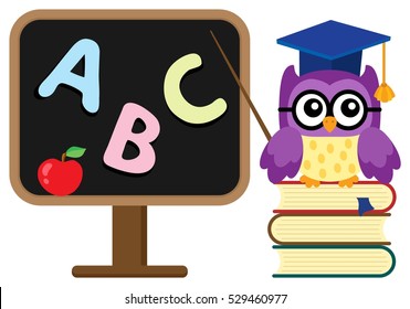 Stylized school owl theme image 1 - eps10 vector illustration.