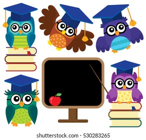 Stylized school owls theme set 1 - eps10 vector illustration.