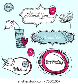 Stylized scrapbook elements, EPS10 vector.