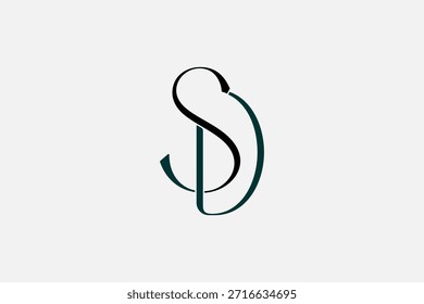 Stylized SD letter logo in modern abstract form, sleek monogram design for branding and visual identity