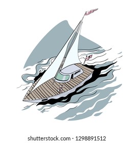 Stylized sea sail sail yacht