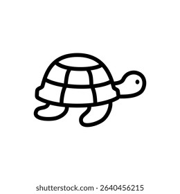 Stylized sea turtle in outline icon with segmented shell and smooth flippers. Ideal for marine education, beach cleanup campaigns, and wildlife icons.