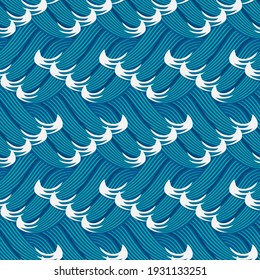 Stylized sea waves seamless pattern