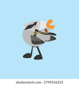Stylized Seagull Charging Bawl Character Illustration
