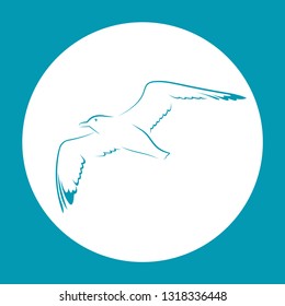 Stylized seagull image for logo, printing, tattoo, sports and travel design. Vector flat style illustration.