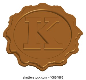 stylized sealing wax stamp with single letter
