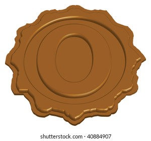 stylized sealing wax stamp with single letter
