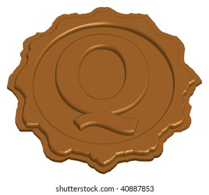 stylized sealing wax stamp with single letter