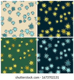 Stylized Seamless In All Directions Virus Vector Illustrations