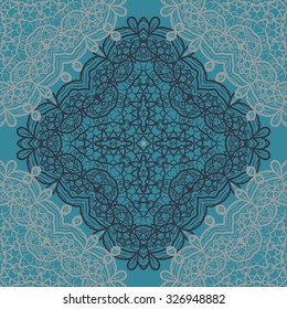 Stylized seamless carpet tile Mandala Print. 
