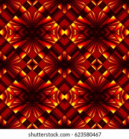 stylized seamless pattern with arrows, crosses and diamonds in colors of fire