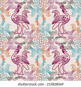 stylized seamless pattern with birds 