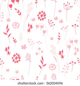 Patrón impecable con flores de contorno.  Textura sin fin para tu diseño, tarjetas de felicitación, anuncios, afiches.