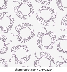 Stylized seamless pattern with outline style physalis. Hand drawn food background