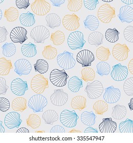 Stylized seamless texture with seashells. Abstract pattern. Natural colors. Endless ornament. Seamless seashell template. Can be used as wallpaper, pattern fills, webpage background, surface textures.