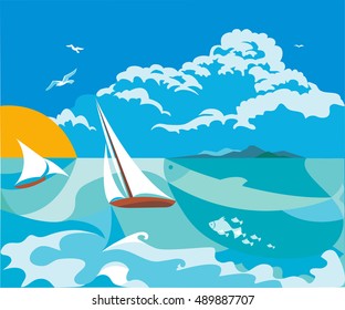Stylized seascape