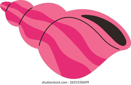 Uma concha estilizada com linhas curvas em negrito e sombreamento suave. A concha apresenta um design elegante com contornos fluidos e uma aparência brilhante. Ilustração de vetor de desenhos animados.