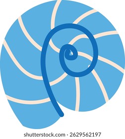 Uma concha estilizada com linhas geométricas em negrito e curvas suaves. O shell possui uma forma de ventilador com seções simétricas. Ilustração de vetor de desenhos animados.