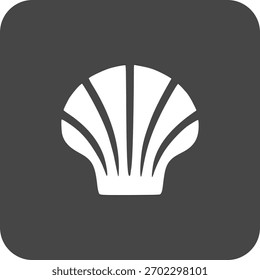 A stylized seashell icon, representing the beach, ocean, sea, or a collectible item. (Filename: fan).