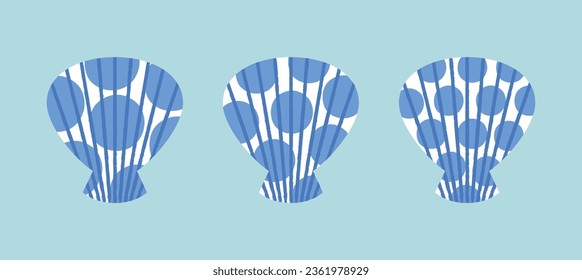 Stylized seashells set design. Vector illustration.