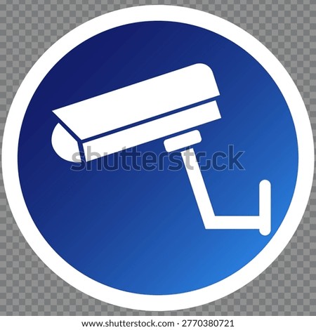 Stylized Security Camera Emblem on Circular Blue Background for Surveillance Systems and Safety