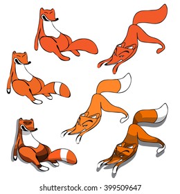 stylized set of foxes