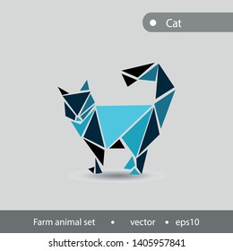 stylized set with illustrations of animals. abstract silhouettes of a cow, horse, sheep, cat, dog, donkey.set of pets from the farm.cat abstract illustration of farm animals, flat image.