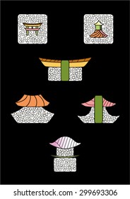 Stylized set of sushi  