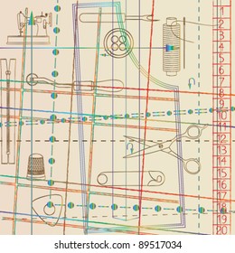 Stylized sewing pattern 4