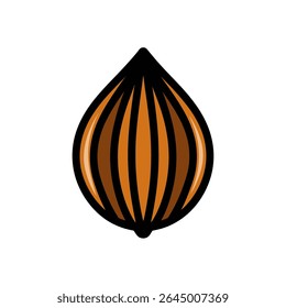Stylized shallot displays patterns on white graphic