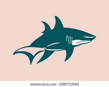 A stylized shark, with a minimalist design and clean lines, incorporating elements of blue and gray to evoke the ocean and its depths. This modern image conveys sophistication and professionalism,