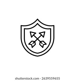 Stylized Shield With Crossed Arrows Representing Defense And Security