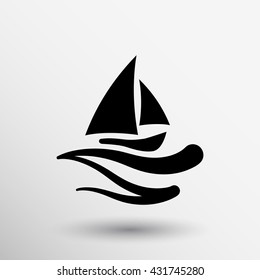 the stylized ship boat icon Logo design for company on white background