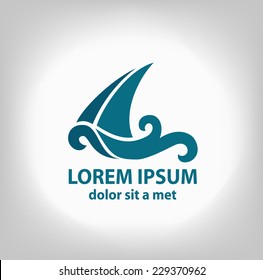 the stylized ship, boat logo on a light background. Logo design for the company.