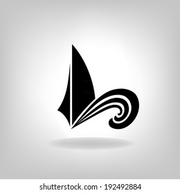 the stylized ship, boat on a light background