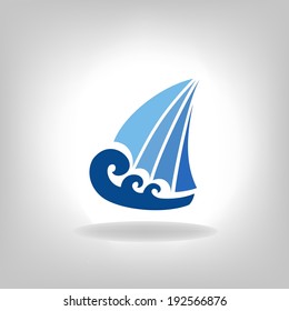the stylized ship, boat on a light background