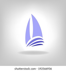 the stylized ship, boat on a light background. Logo design for the company.