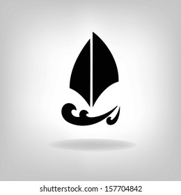 the stylized ship on a light background