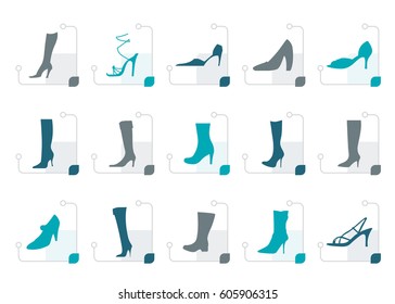 Stylized shoe and boot icons - vector icon set