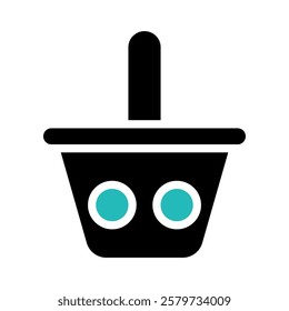 Stylized Shopping Basket with Turquoise Details Icon