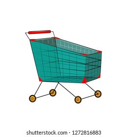 Stylized shopping cart. Vector illustration
