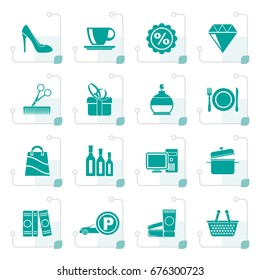 Stylized Shopping And Mall Icons - Vector Icon Set